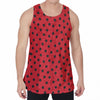 Black Spots Ladybird Pattern Print Men's Velvet Tank Top