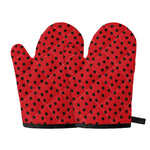 Black Spots Ladybird Pattern Print Oven Mitts