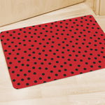 Black Spots Ladybird Pattern Print Polyester Doormat