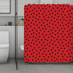 Black Spots Ladybird Pattern Print Polyester Shower Curtain