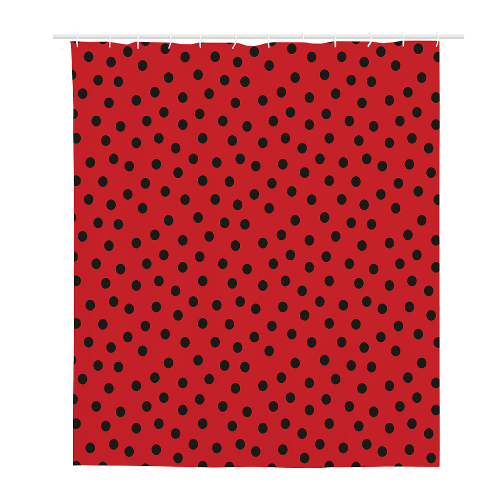 Black Spots Ladybird Pattern Print Polyester Shower Curtain