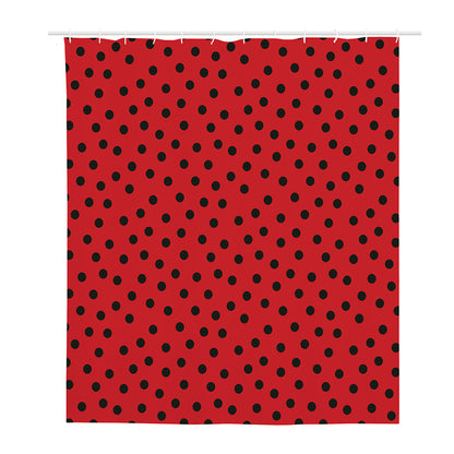 Black Spots Ladybird Pattern Print Polyester Shower Curtain