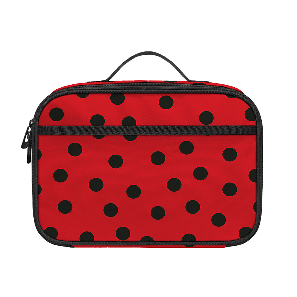 Black Spots Ladybird Pattern Print Portable Lunch Bag