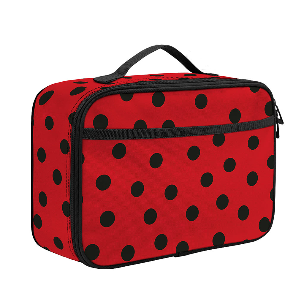 Black Spots Ladybird Pattern Print Portable Lunch Bag