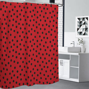 Black Spots Ladybird Pattern Print Premium Shower Curtain