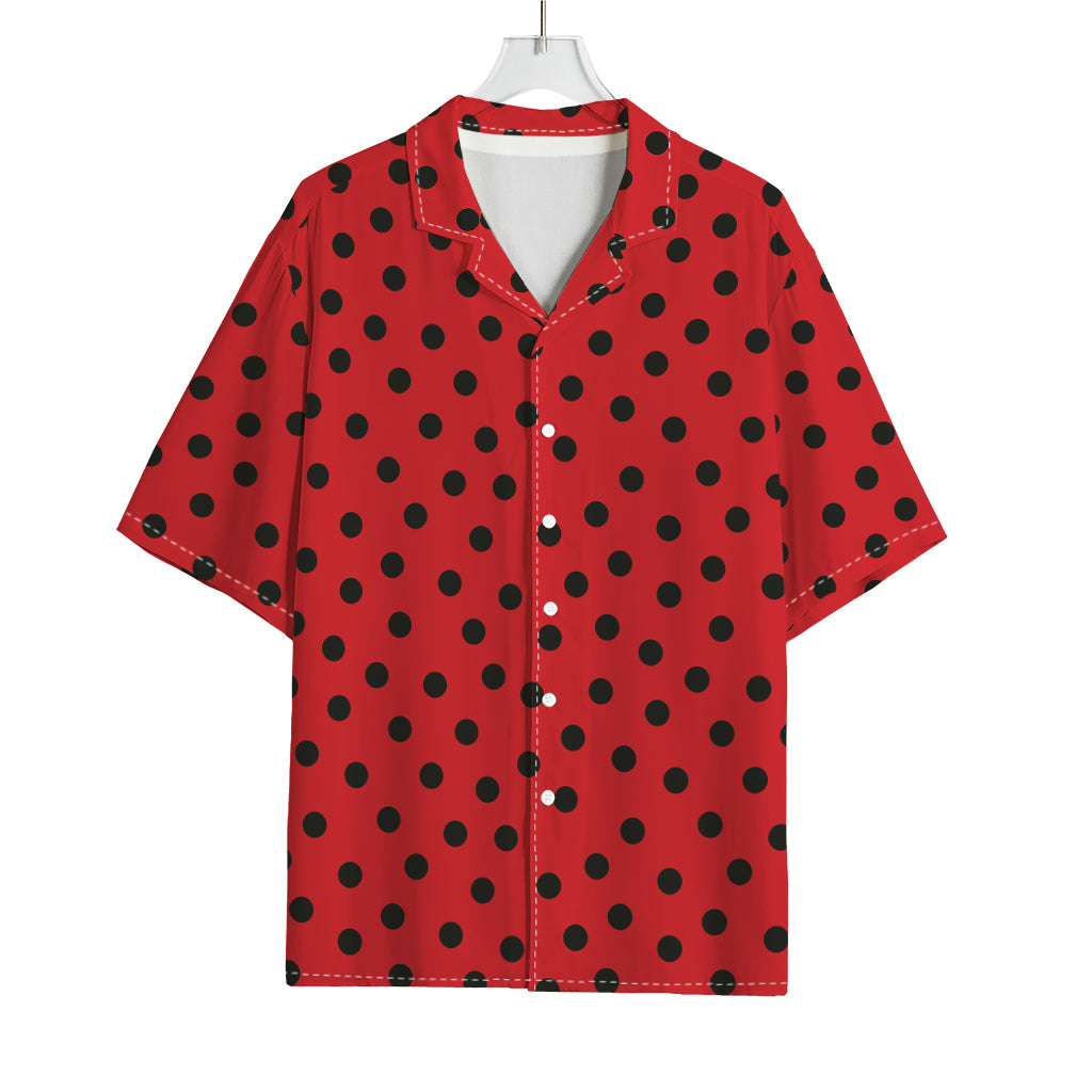 Black Spots Ladybird Pattern Print Rayon Hawaiian Shirt