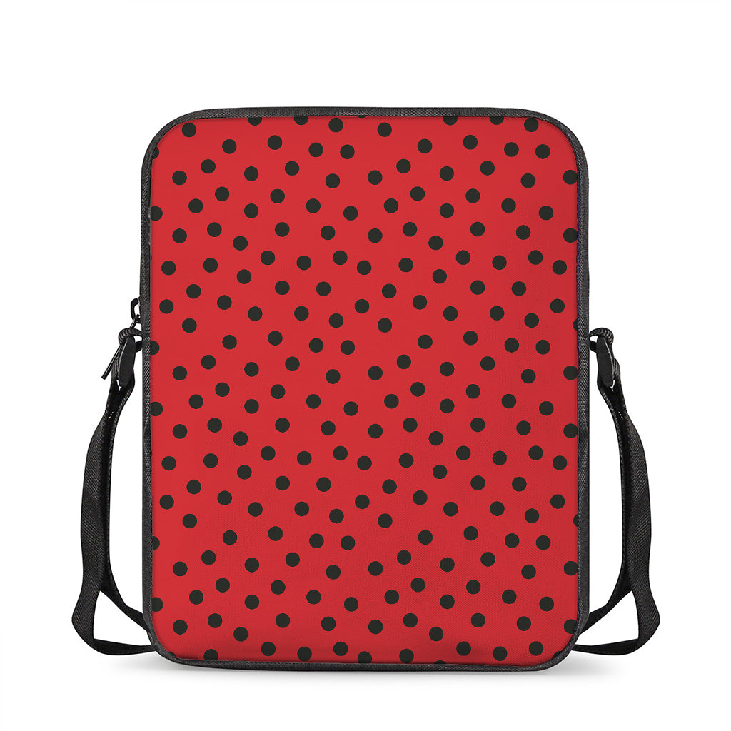 Black Spots Ladybird Pattern Print Rectangular Crossbody Bag