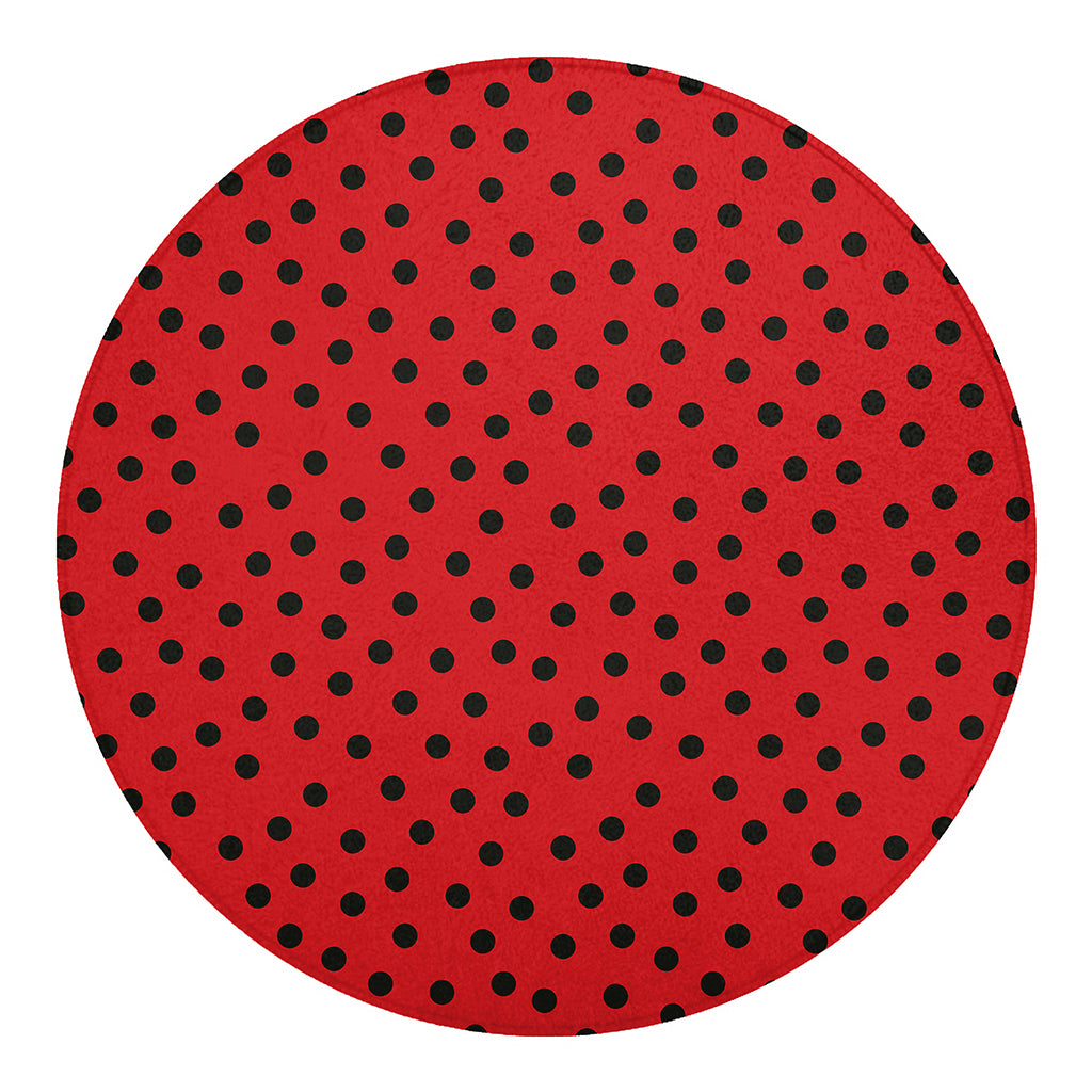 Black Spots Ladybird Pattern Print Round Blanket