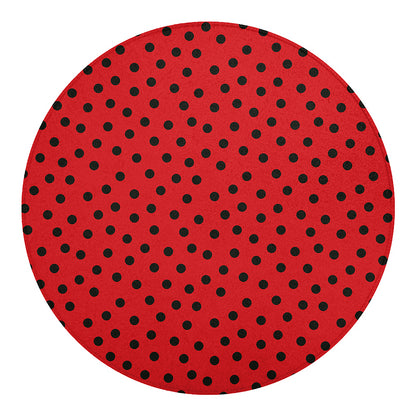 Black Spots Ladybird Pattern Print Round Blanket