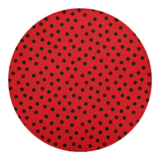 Black Spots Ladybird Pattern Print Round Blanket