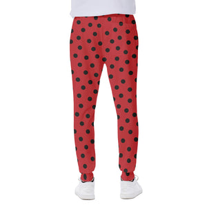 Black Spots Ladybird Pattern Print Scuba Joggers