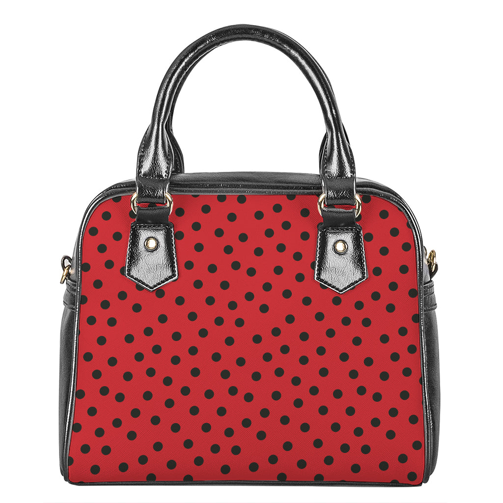 Black Spots Ladybird Pattern Print Shoulder Handbag