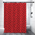 Black Spots Ladybird Pattern Print Shower Curtain