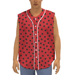 Black Spots Ladybird Pattern Print Sleeveless Baseball Jersey