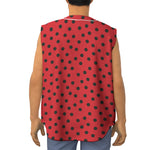 Black Spots Ladybird Pattern Print Sleeveless Baseball Jersey