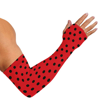 Black Spots Ladybird Pattern Print Sun Protection Arm Sleeves