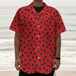Black Spots Ladybird Pattern Print Textured Short Sleeve Shirt