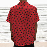 Black Spots Ladybird Pattern Print Textured Short Sleeve Shirt