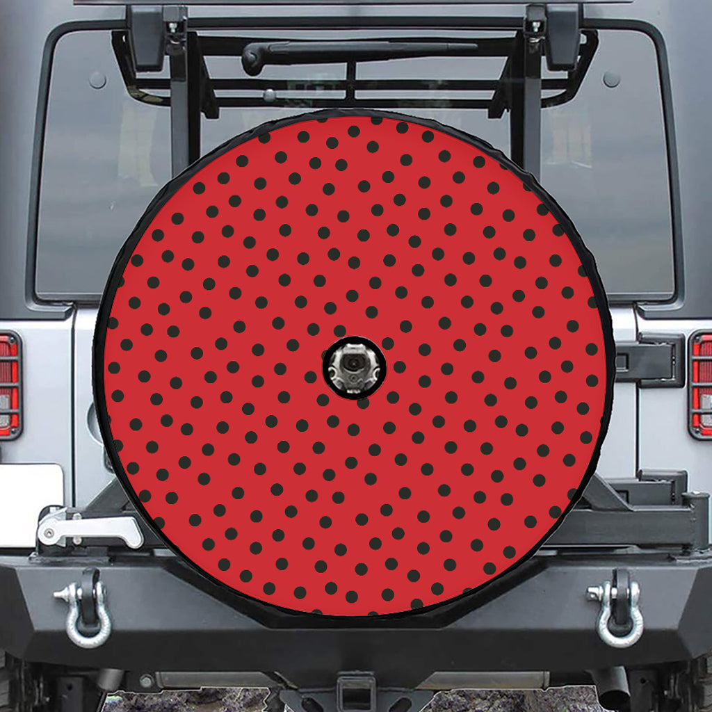 Black Spots Ladybird Pattern Print Tire Cover With Camera Hole