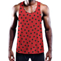 Black Spots Ladybird Pattern Print Men's Workout Tank Top
