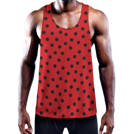 Black Spots Ladybird Pattern Print Training Tank Top