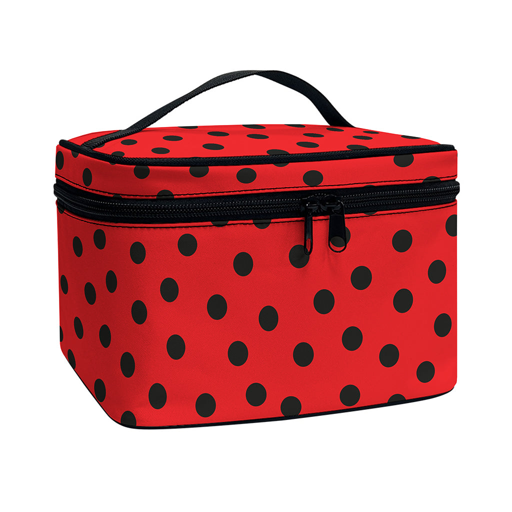 Black Spots Ladybird Pattern Print Travel Makeup Bag