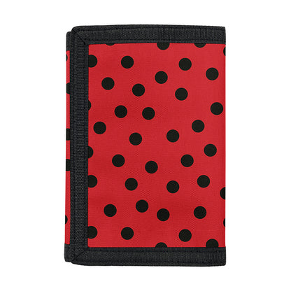 Black Spots Ladybird Pattern Print Trifold Wallet