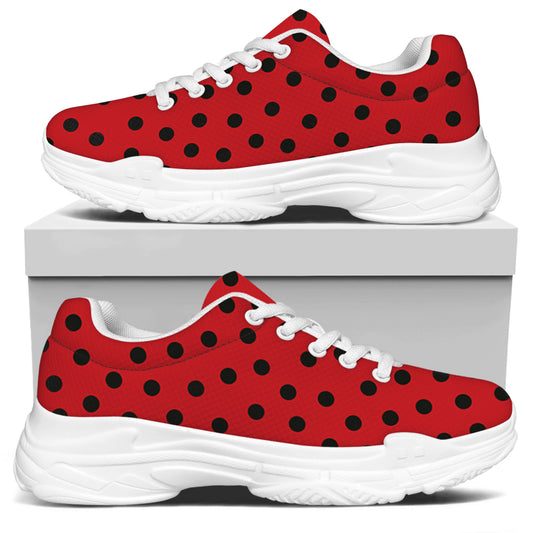 Black Spots Ladybird Pattern Print White Chunky Shoes