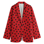 Black Spots Ladybird Pattern Print Women's Blazer