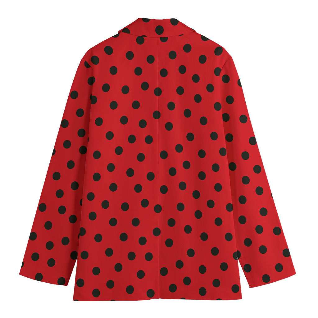 Black Spots Ladybird Pattern Print Women's Blazer