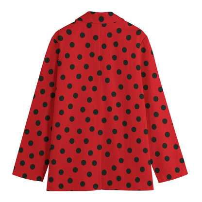 Black Spots Ladybird Pattern Print Women's Blazer