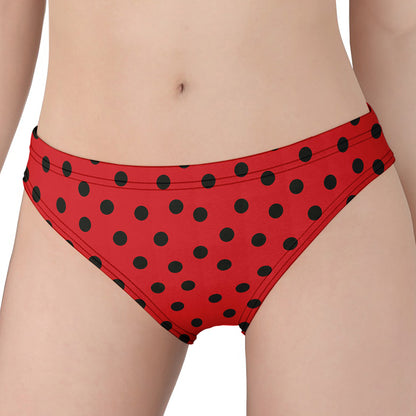 Black Spots Ladybird Pattern Print Women's Panties
