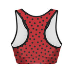 Black Spots Ladybird Pattern Print Women's Sports Bra