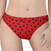 Black Spots Ladybird Pattern Print Women's Thong