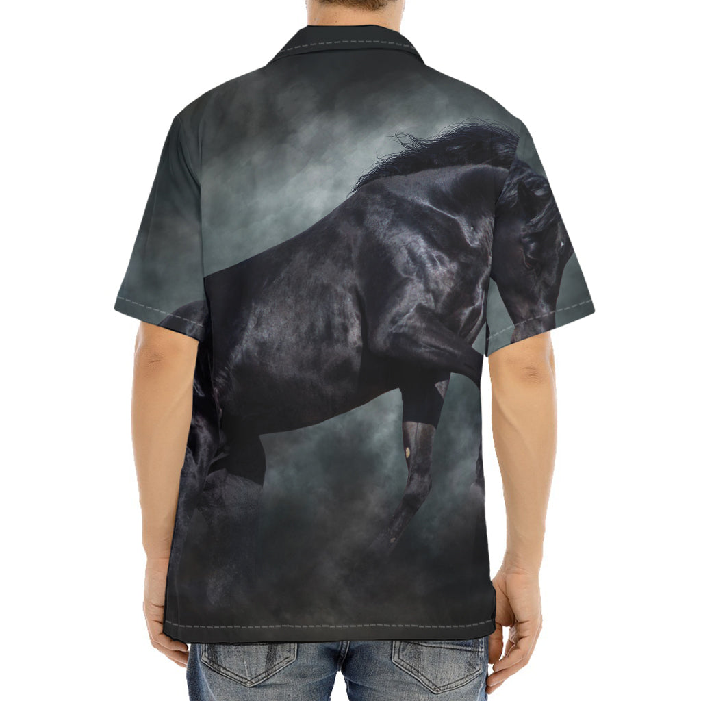 Black Stallion Horse Print Aloha Shirt