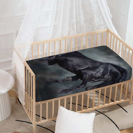 Black Stallion Horse Print Baby Crib Sheet