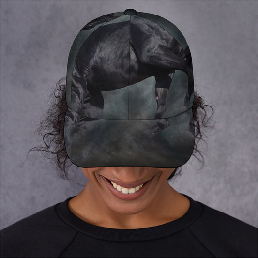 Black Stallion Horse Print Baseball Cap