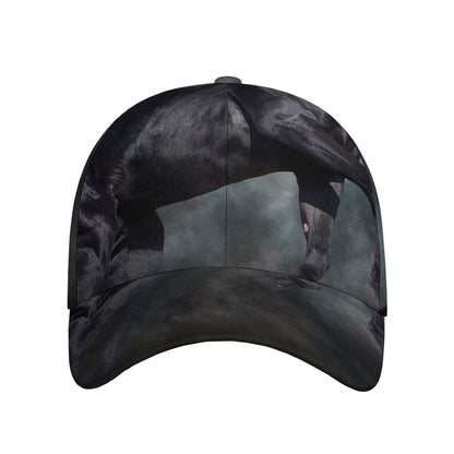 Black Stallion Horse Print Baseball Cap