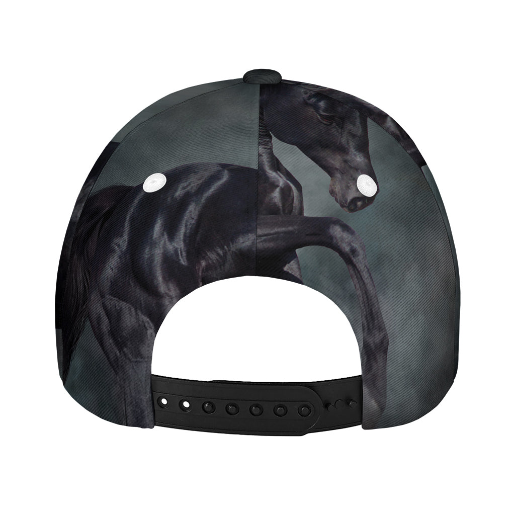 Black Stallion Horse Print Baseball Cap