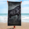 Black Stallion Horse Print Beach Towel