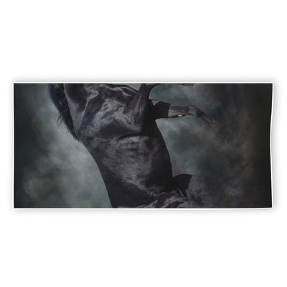 Black Stallion Horse Print Beach Towel