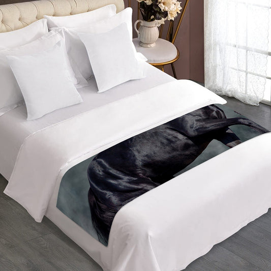 Black Stallion Horse Print Bed Runner
