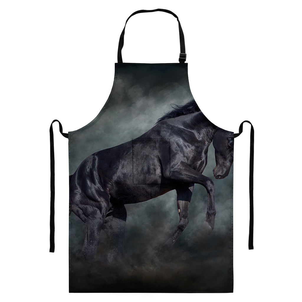 Black Stallion Horse Print Bib Apron With Pocket