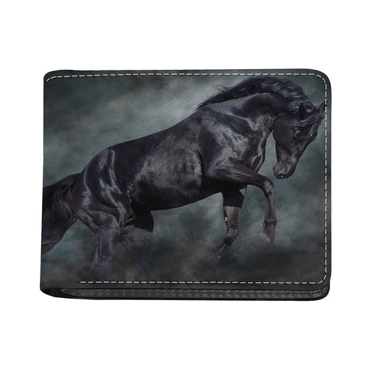 Black Stallion Horse Print Bifold Wallet