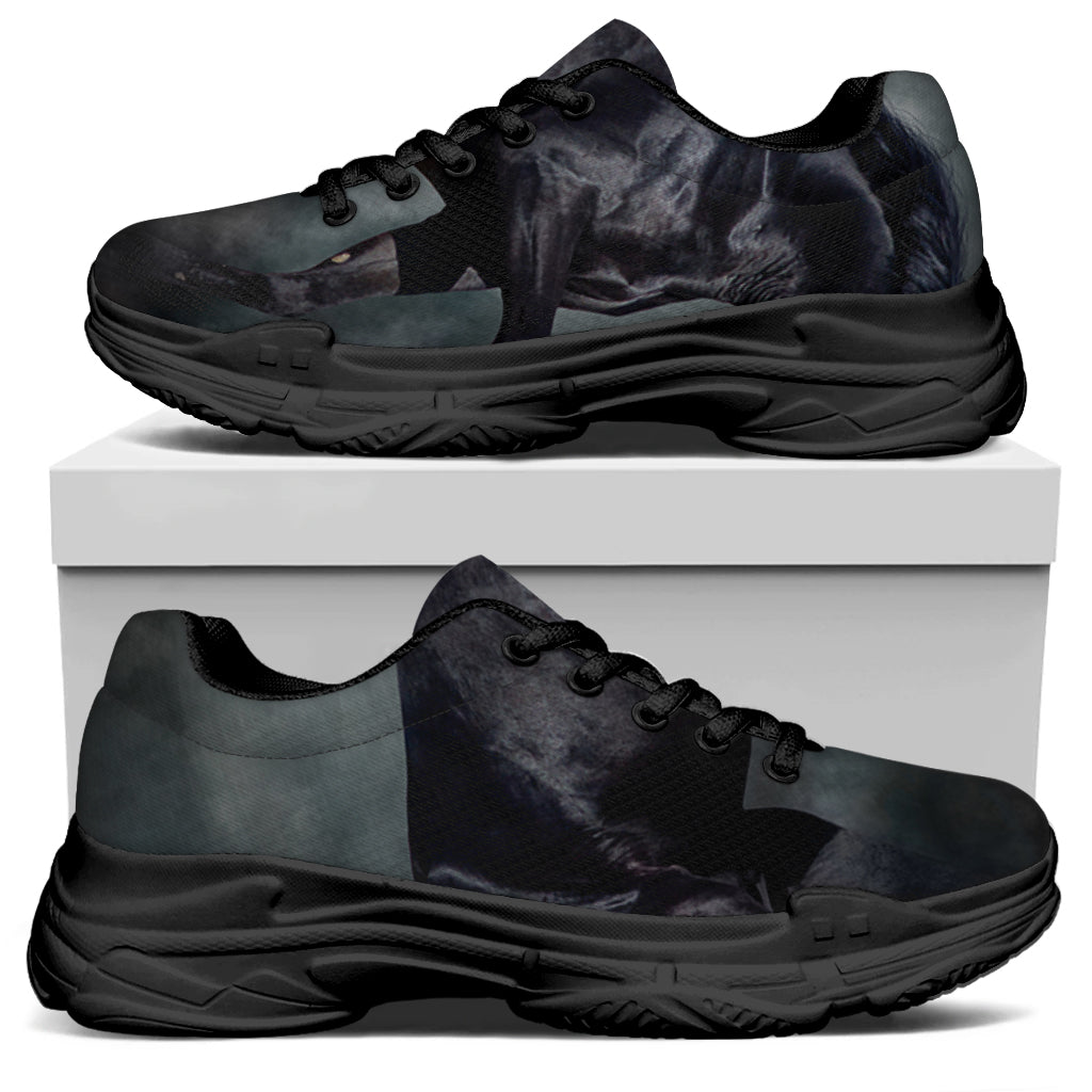 Black Stallion Horse Print Black Chunky Shoes