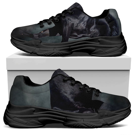 Black Stallion Horse Print Black Chunky Shoes