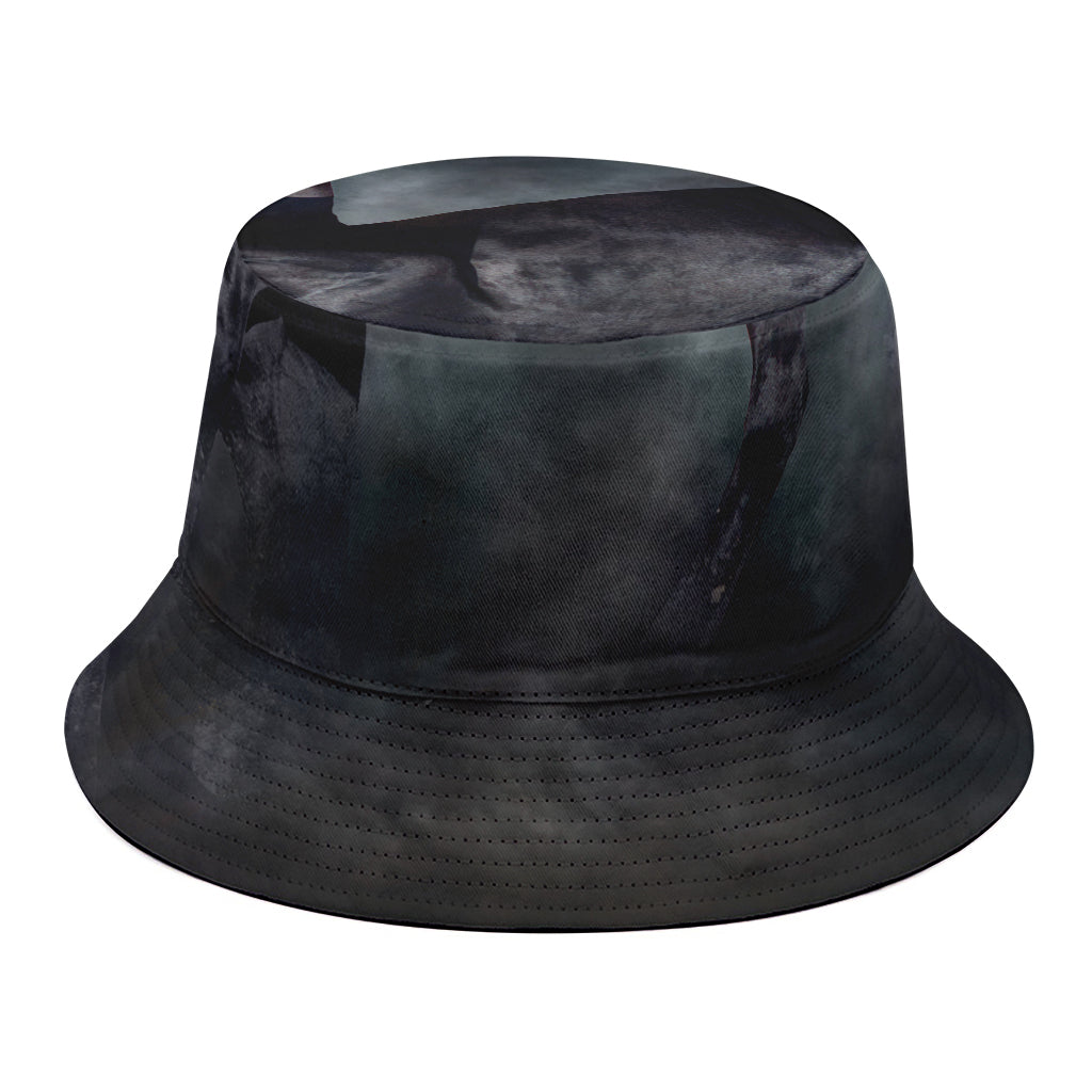 Black Stallion Horse Print Bucket Hat
