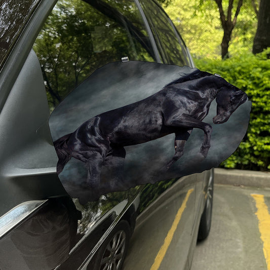 Black Stallion Horse Print Car Side Mirror Covers