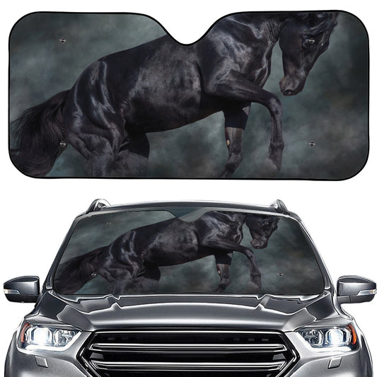 Black Stallion Horse Print Car Windshield Sun Shade