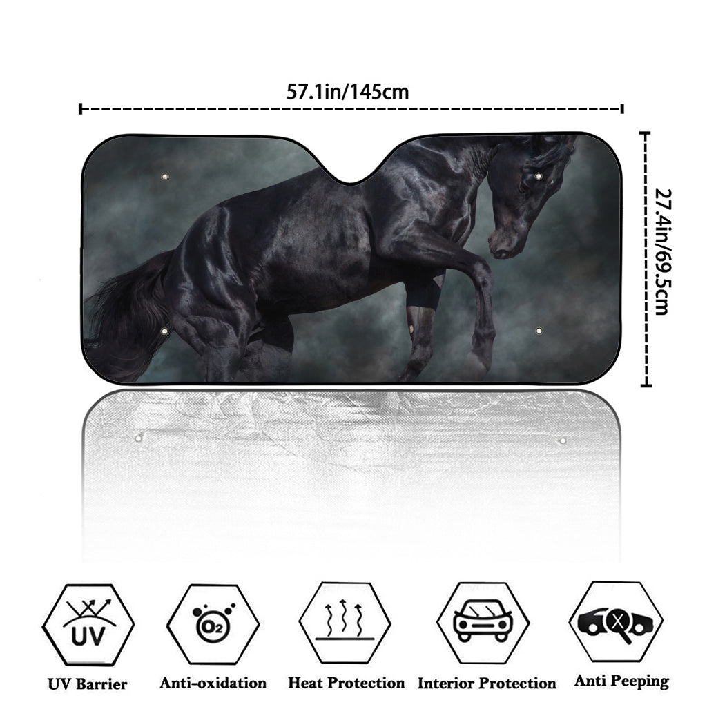 Black Stallion Horse Print Car Windshield Sun Shade